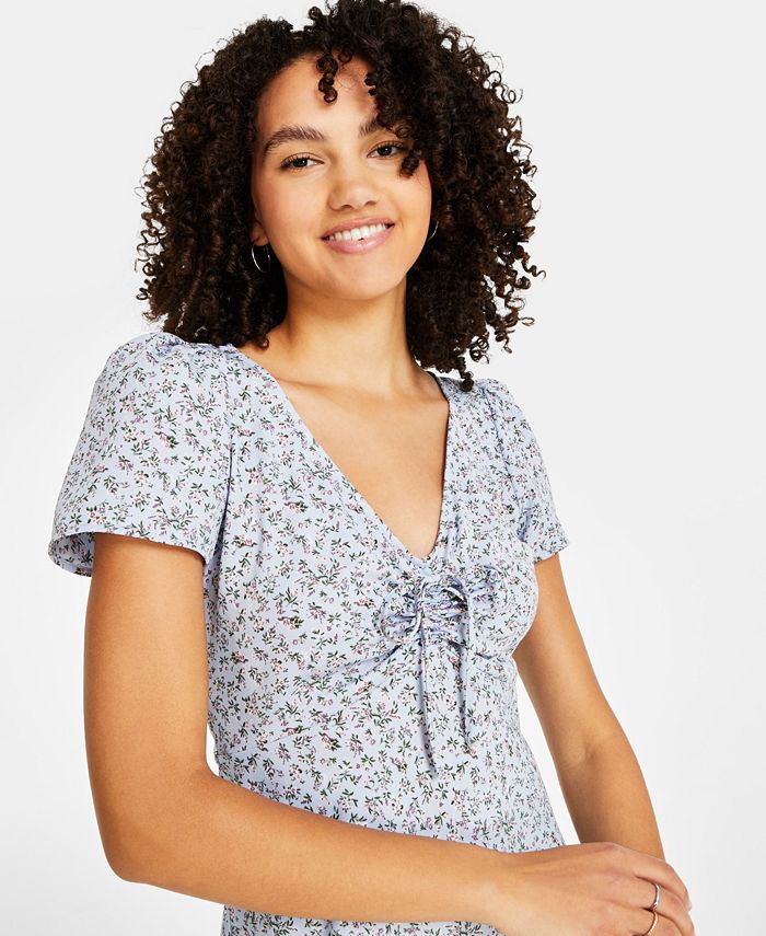 Levi's Women's Delray Floral-Print V-Neck Mini Dress - Macy's