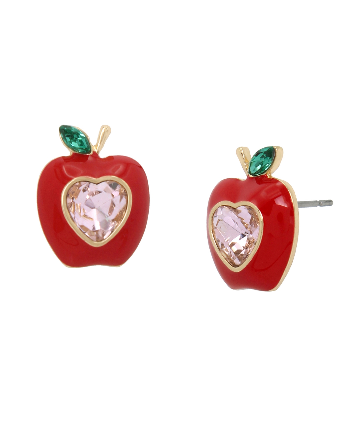 Betsey Johnson Faux Stone Apple Stud Earrings In Red