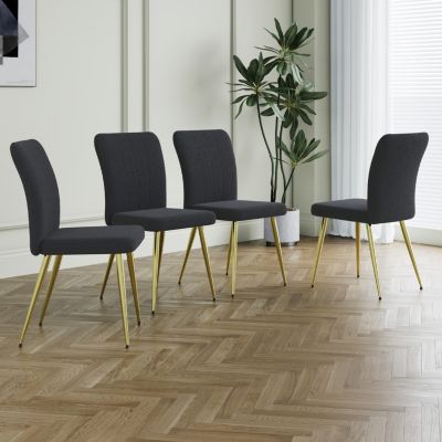 Teddy Wool Dining Chairs with Goldplated Legs (Set of 4)