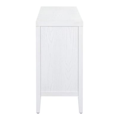 60" Rubber Wood, Acacia & MDF Retro Grooves, Metal Handles, Adjustable Shelves Sideboard Cabinet