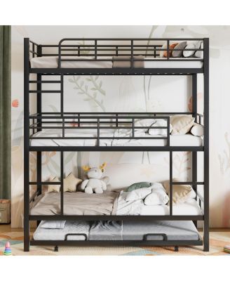 Streamdale Metal Twin Size Triple Bunk Bed With Trundle