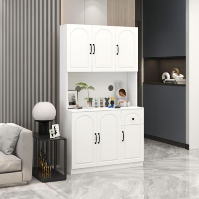 Kitchen Pantry Storage Cabinet With Microwave Oven Countertop