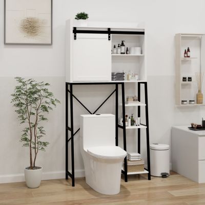 Barn Door Over-The-Toilet Cabinet with Adjustable Shelves
