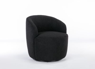 Teddy Fabric Swivel Barrel Chair with Black Ring