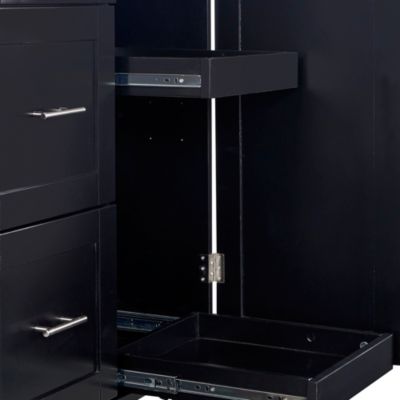 43"D MDF, Rubber Wood 3 Drawers, Slide-Out Shelves, Spice Rack, Wheels Kitchen Island Cart