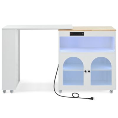 Streamdale Portable Kitchen Island with LED Lights & Storage