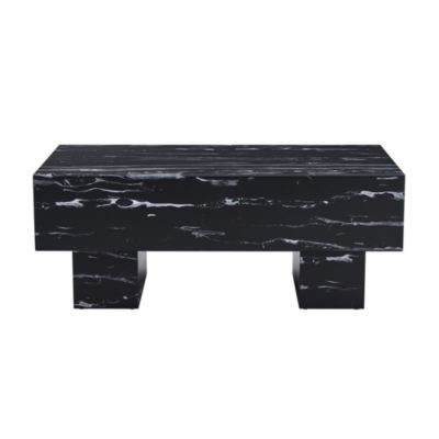 Streamdale Modern Black Coffee Table with Patterns, 43.3"x21.6"x17.2"
