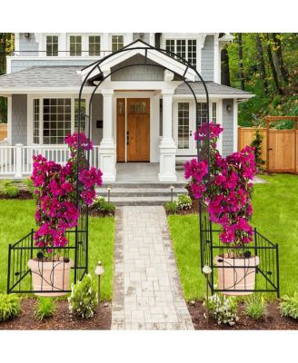 Metal Garden Arch with Plant Stands for Climbing Plants