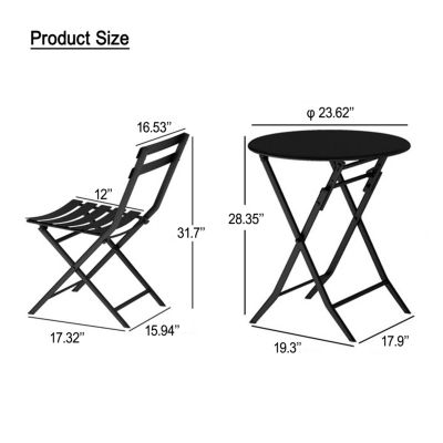Streamdale 3 Piece Patio Bistro Set Of Foldable Round Table And Chairs, Yellow
