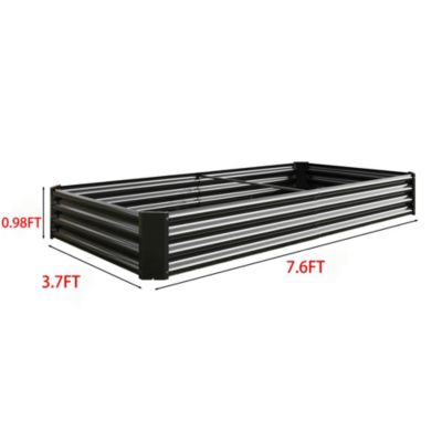 Streamdale Metal Raised Garden Bed Kit for Flowers, Veggies (7.6x3.7x0.98ft