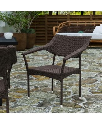 Cheri Fade And Weather Resistant Modern Pe Rattan Patio Dining Chair With Reinforced Steel Frame, Set of 4