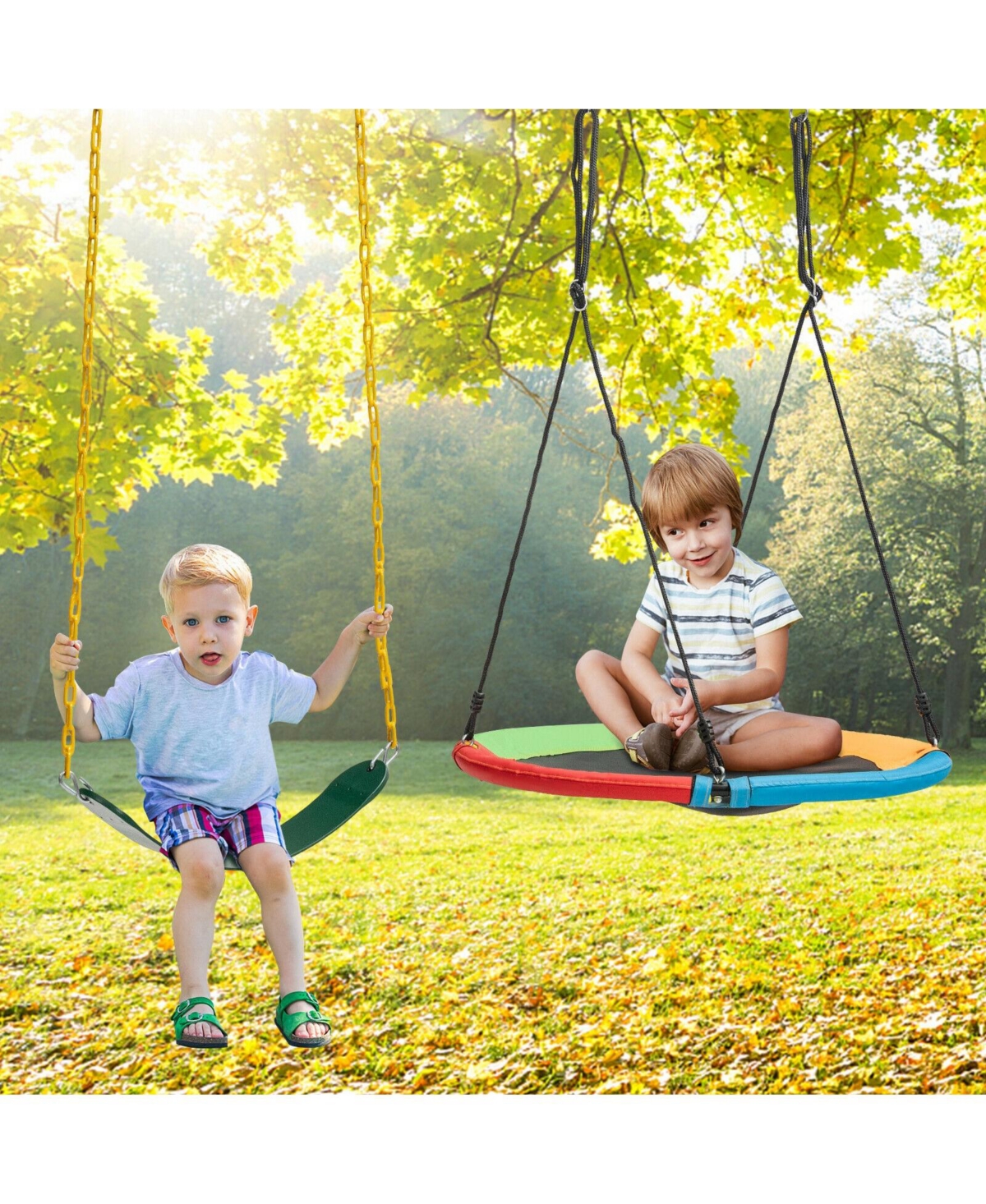 2-Pack Swing Set Swing Seat Replacement and Saucer Tree Swing (Without Stand)