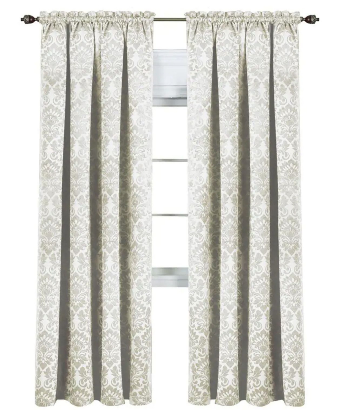 Kate Aurora Royal Living 2 Piece Rod Pocket Damask Design 95% Blackout Curtain Panels - 63 in. Long - Brown