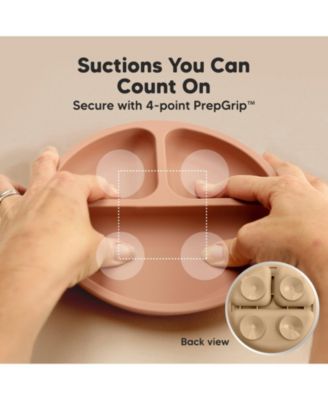 3-Pack Prep Suction Plates with Lids, 100% Silicone Baby Plates with Lid, BPA-Free Kids Divided Toddler Plates