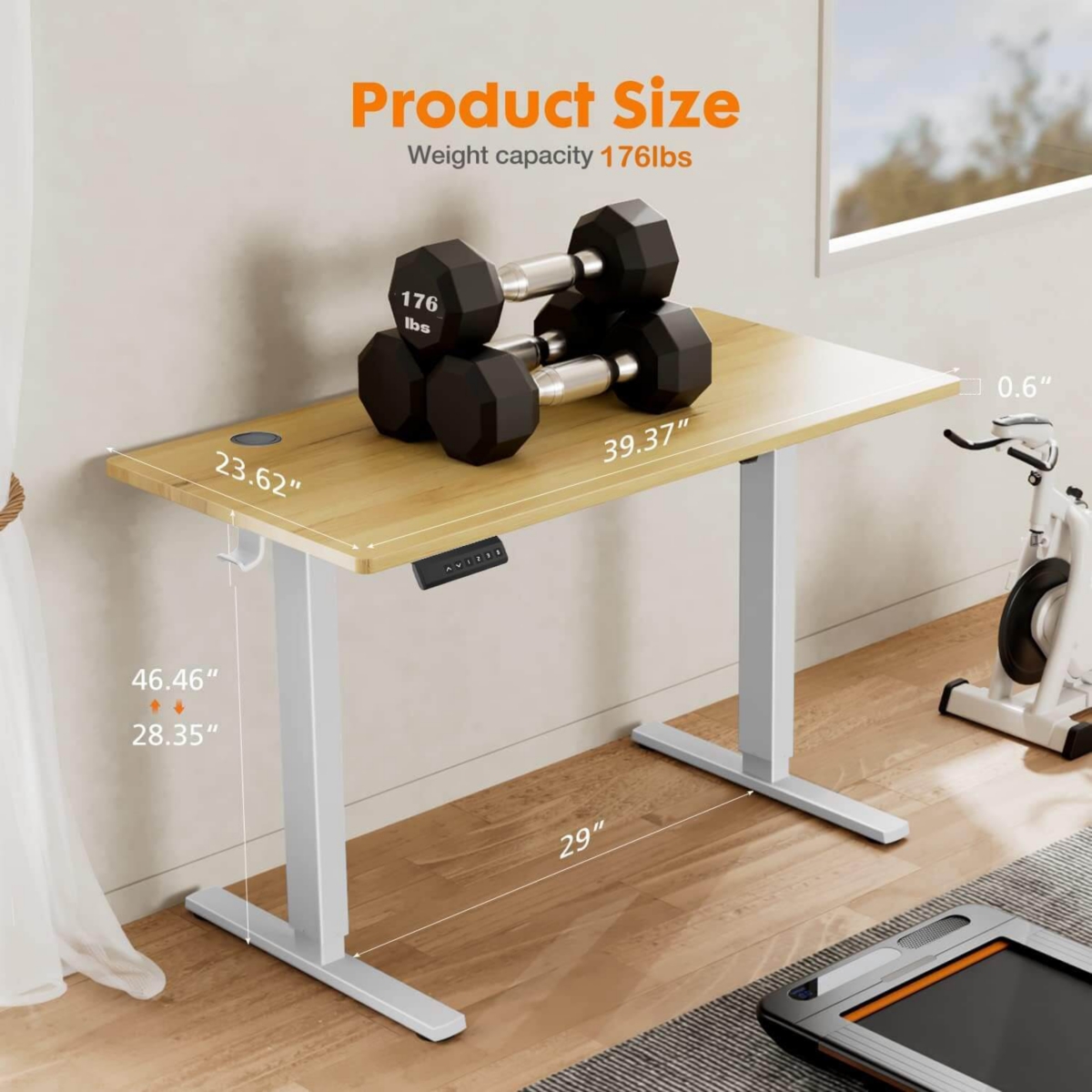 Streamdale Furniture Electric Height Adjustable Standing Desk, Sit To Stand Ergonomic Computer Desk, 40