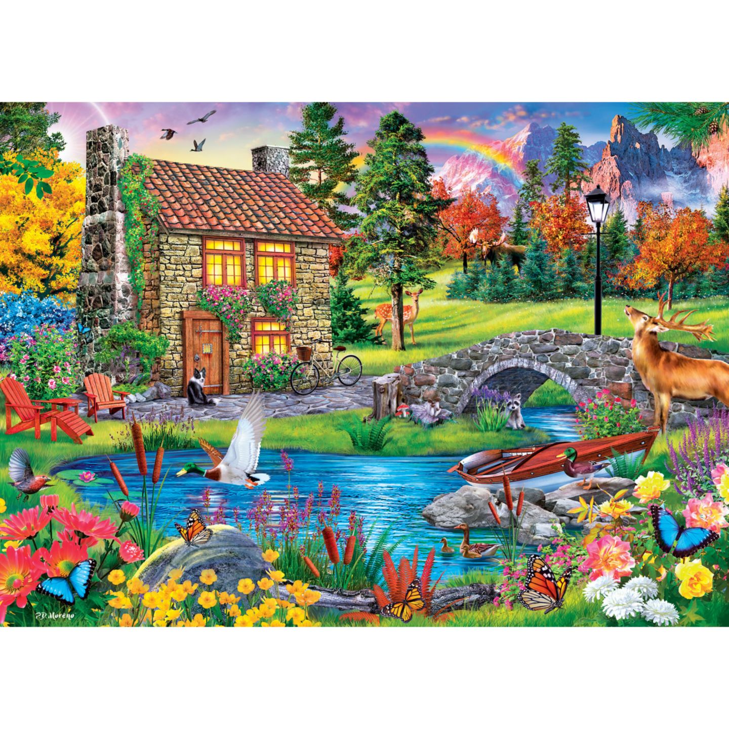 Детский пазл MasterPieces Puzzles Stoney Brook Cottage Linen Finish 1000 Piece Puzzle, от 14 лет, цвет: Разноцветный — фото 2