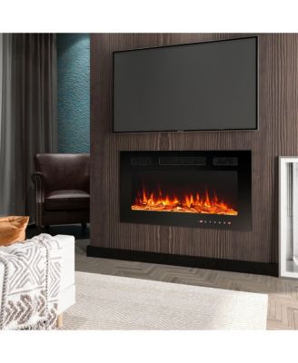 Mondawe 30" Recessed Wall-Mounted Electric Fireplace 5000 BTU Heater with Remote Control