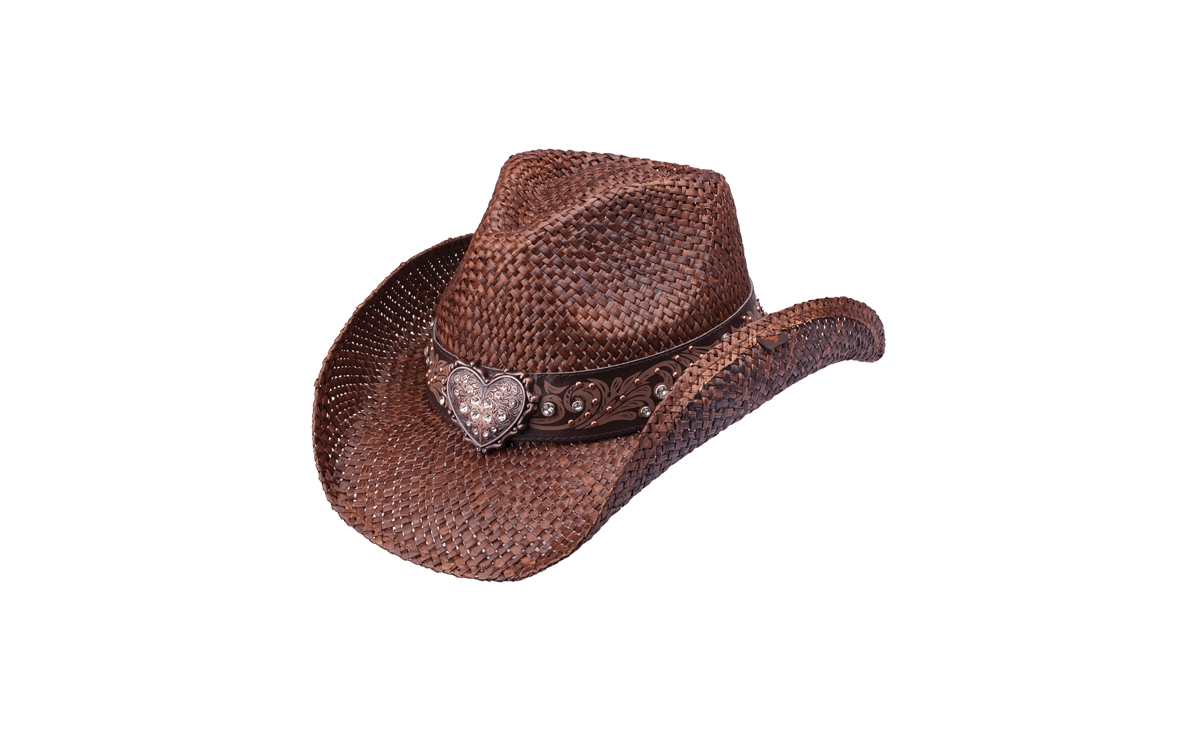 Flint Straw Heart Cowboy Hat - Dark brown