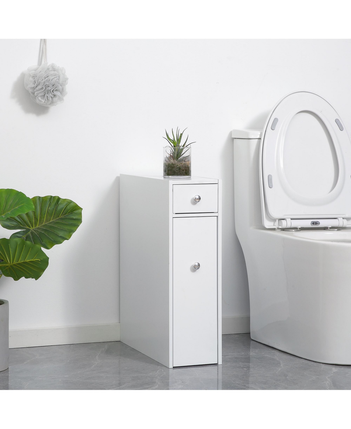 Homcom Wooden Narrow Modern Bathroom Furniture Cabinet,