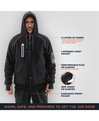 Men's HiVis PolarForce Pullover Sweatshirt - High Visibility Insulated Hoodie with Kangaroo Pocket