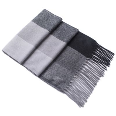 Men's Scarf Soft Knit Winter Scarves Plaid Striped or Solid Neck Covering Long Warm Stylish