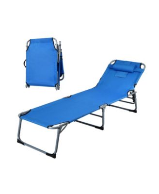 Folding Chaise Lounge Chair with Face Hole for Beach