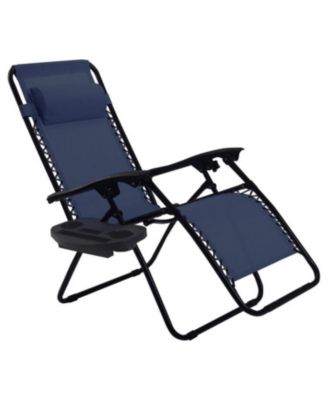 Outdoor Folding Zero Gravity Reclining Lounge Chair with Utility Tray