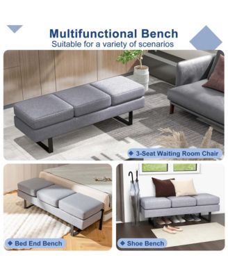 Waiting Room Bench Seating with Metal Frame Leg Upholstered Reception Bench