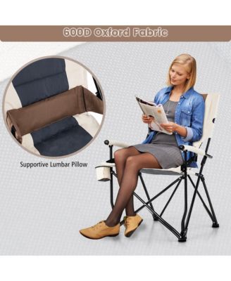Camping Folding Chair w/ Cup Holder 330 LBS Load Capacity for Picnic Camping