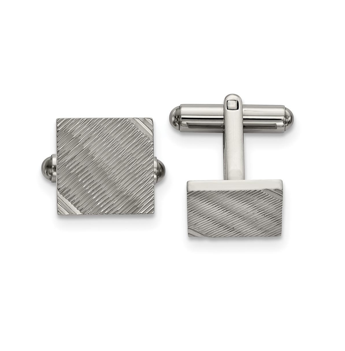 Stainless Steel Polished and Textured Square Cufflinks - White