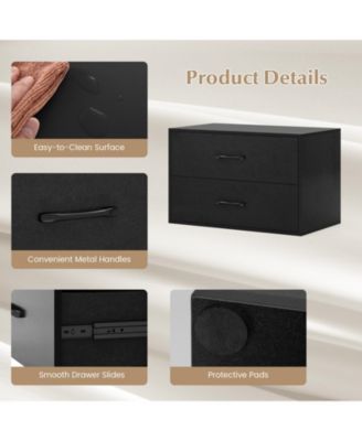 Stackable 2-Drawer Storage Cabinet with Handles for Entryway or Office Use