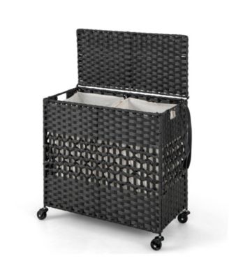 110L 2-Section Laundry Hamper with 2 Removable and Washable Liner Bags