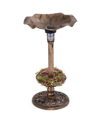 Standing Pedestal Birdbath and Feeder Combo with Lotus Leaf Bowl