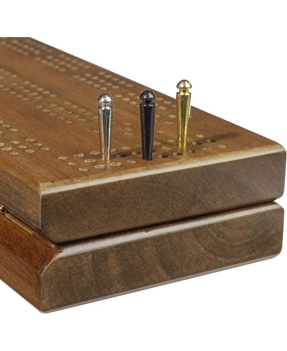 We Games Premium Tapered Easy Grip Cribbage Pegs - Set of 90 (Brass, Chrome, Black Metal)