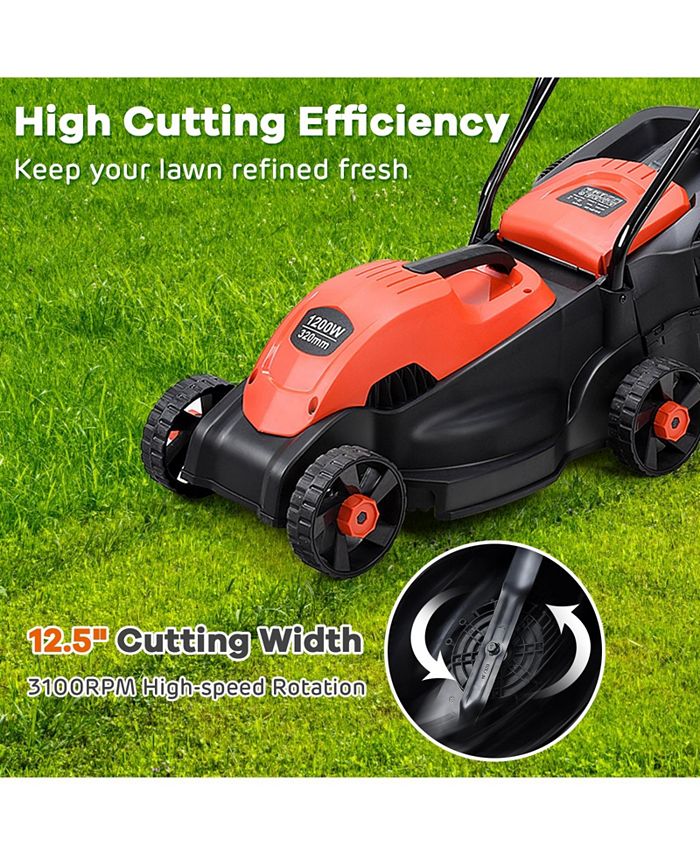 Slickblue 14 Inch Electric Push Lawn Corded Mower with Grass Bag Macy's