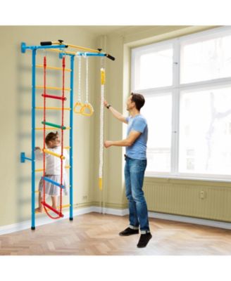 5 In 1 Kids Indoor Gym Playground Swedish Wall Ladder-Yellow