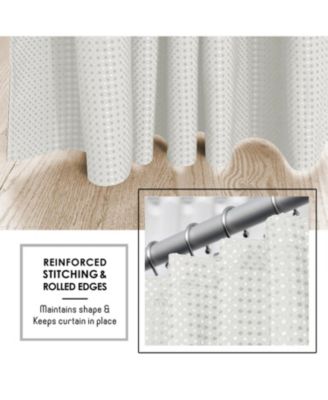 Heavy Duty Fabric Water-resistant Waffle Design Shower Curtains - 72"x72"