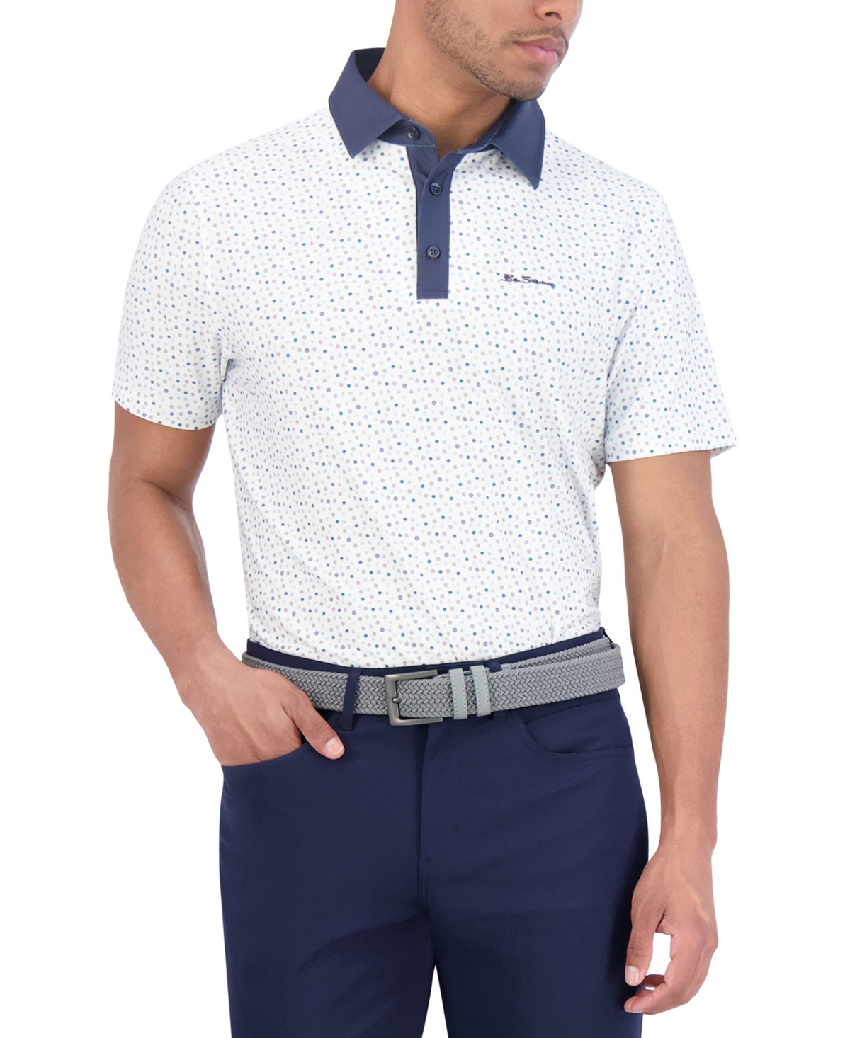 Polka Dots Tech Jersey Sports Fit Polo - White