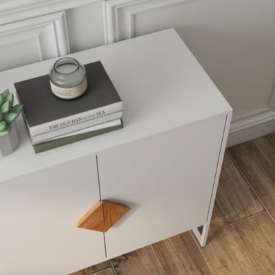 Square-Handled Solid Wood Sideboard with 4 Doors and Storage