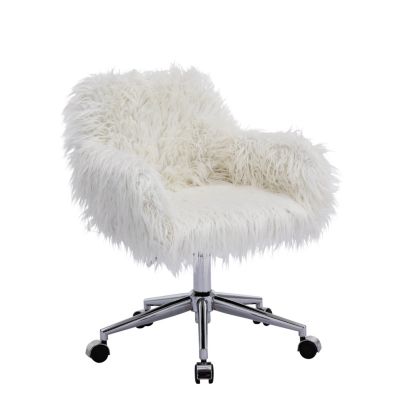 Standard  Faux Fur, Metal  Swivel, Height Adjustable, Ergonomic Office Chair