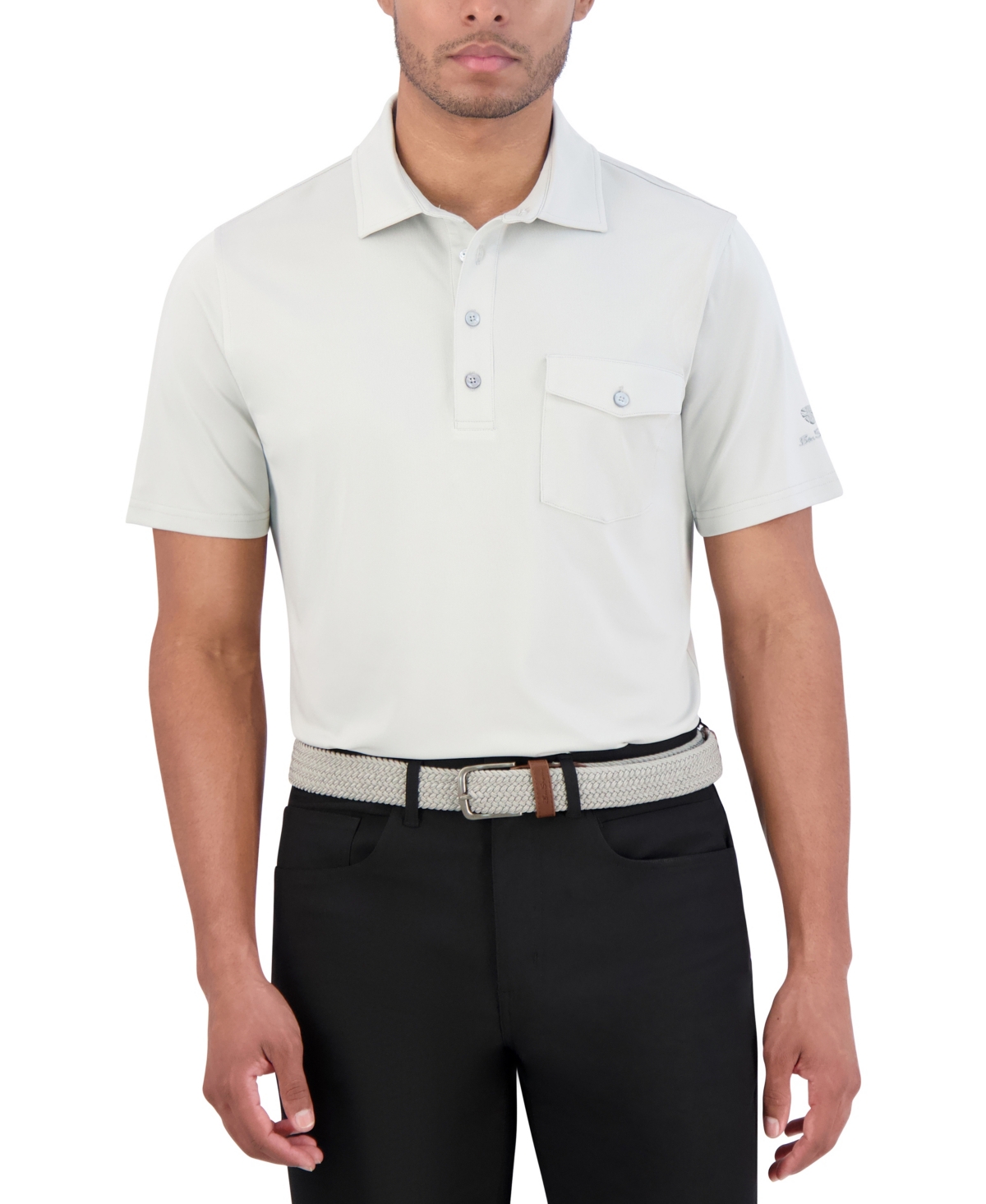 Ben Sherman Solid Tech Pique Sports Fit Pocket Polo In Black