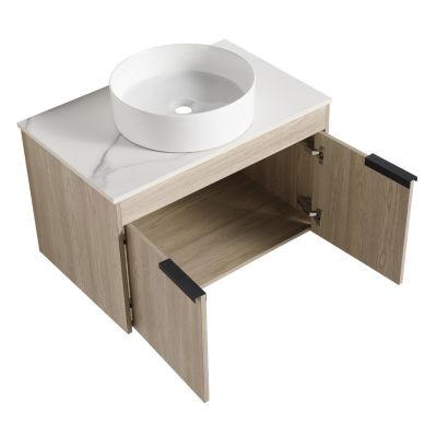 30" Modern Design Float Bathroom Vanity With Ceramic Basin Set