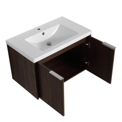 30" Modern Wall-Mount Soft-Close Doors Floating Vanity with Resin Sink