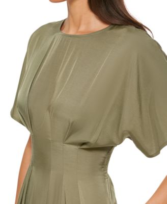 Women's Dolman-Sleeve Cinched-Waist Midi Dress