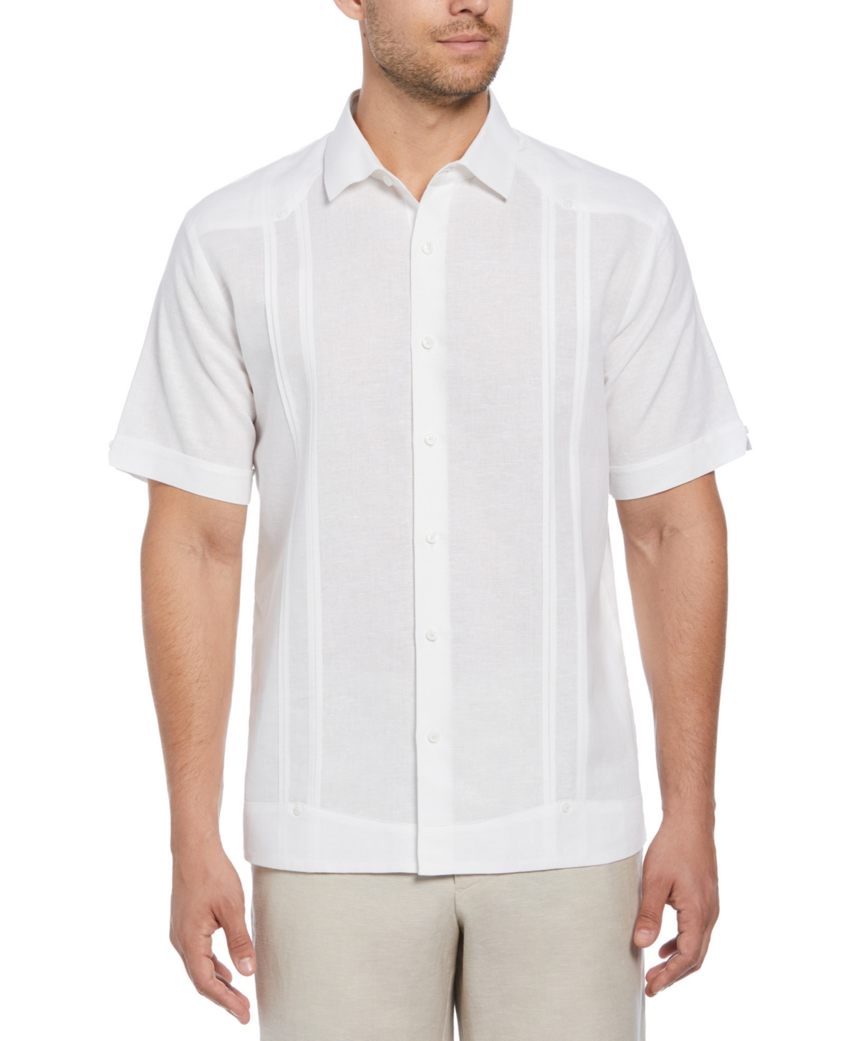 Men's Short Sleeve Button-Front Guayabera Shirt - Brilliant White