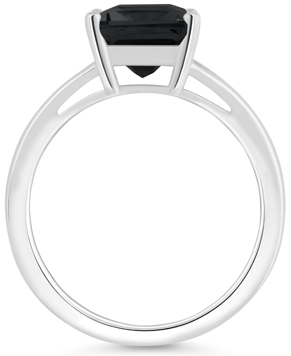 Macy's Onyx Emerald-cut Split Shank Polished Statement Ring In Sterling Silver In Onyx