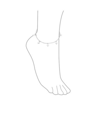 Love Multi Dangling 7 Hearts Charms Anklet Ankle Bracelet Sterling Silver Adjustable 9 To 10 Inch With Extender