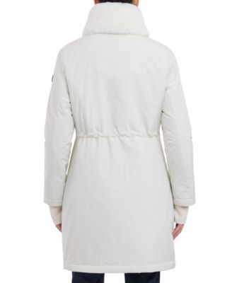 Women's Faux-Fur-Trim Anorak Raincoat
