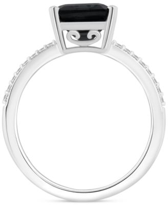 Onyx & Diamond (1/10 ct. t.w.) Emerald-Cut Statement Ring in Sterling Silver
