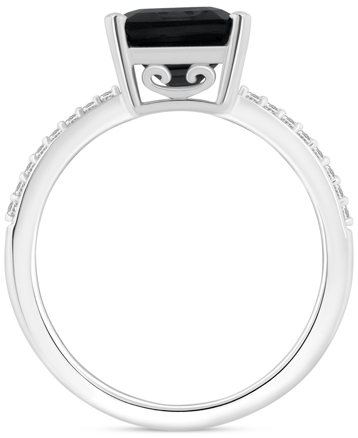 & Diamond (1/10 ct. t.w.) Emerald-Cut Statement Ring in Sterling Silver - Onyx